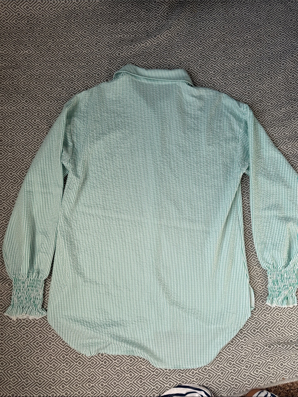 Vintage Mint Green Striped Button-Down Shirt - Picture 6 of 9